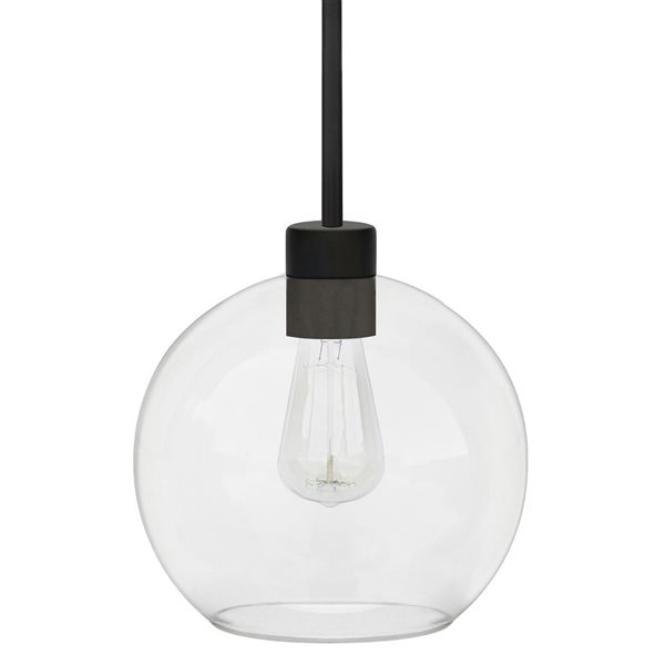 Whitfield Lighting Stuart Black Modern/Contemporary Clear Glass Cone LED Mini Pendant Light