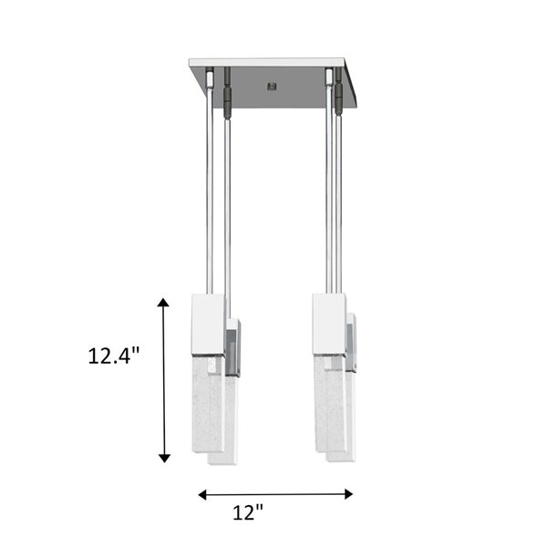 Lampe pendante moyenne del cylindrique en verre grainé chromé moderne