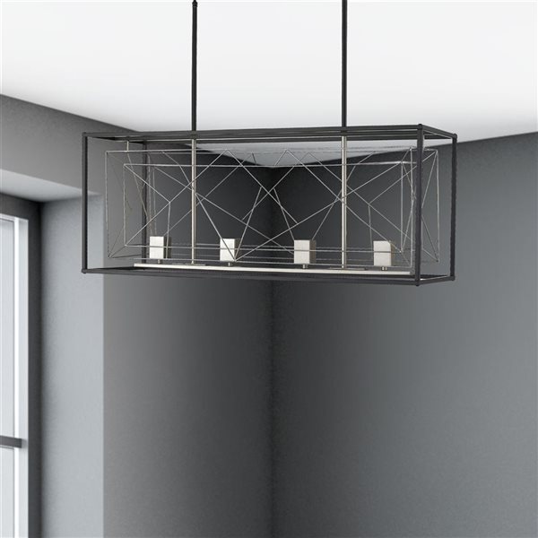 Whitfield Lighting Aaron 4-light Black/Stainless Steel Industrial Chandelier