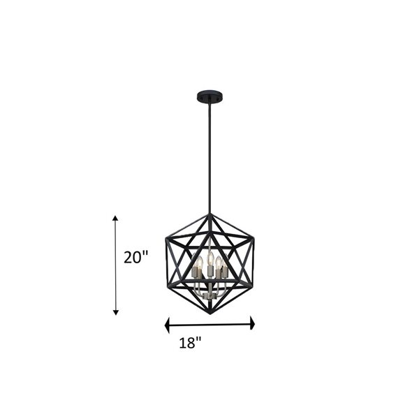 Lustre industriel 5 lumières noir mat/acier inoxydable Whitfield Lighting Troy