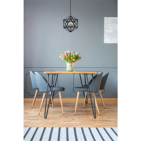 Lustre industriel 5 lumières noir mat/acier inoxydable Whitfield Lighting Troy