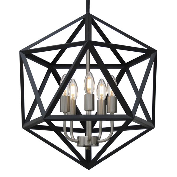 Whitfield Lighting Troy 5-light Matte Black/Stainless Steel Industrial Chandelier