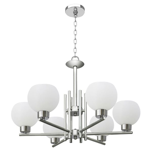 Lustre moderne à 6 lumières en chrome Whitfield Lighting Isla