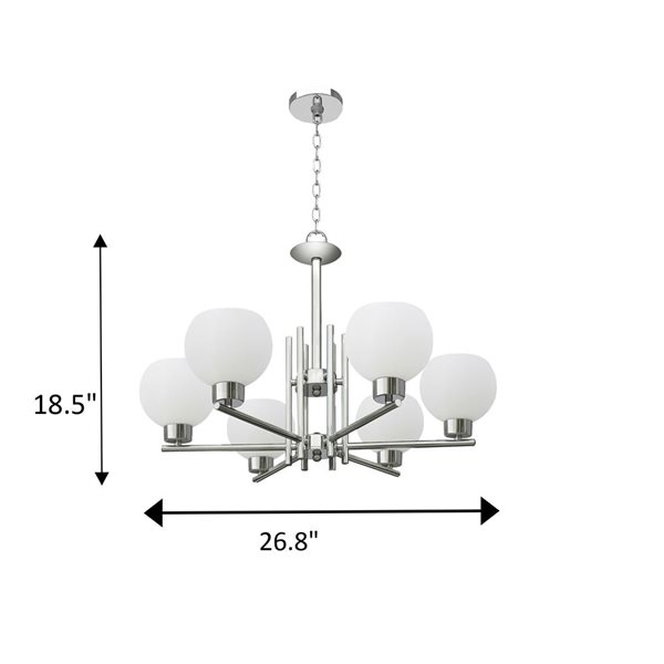 Lustre moderne à 6 lumières en chrome Whitfield Lighting Isla