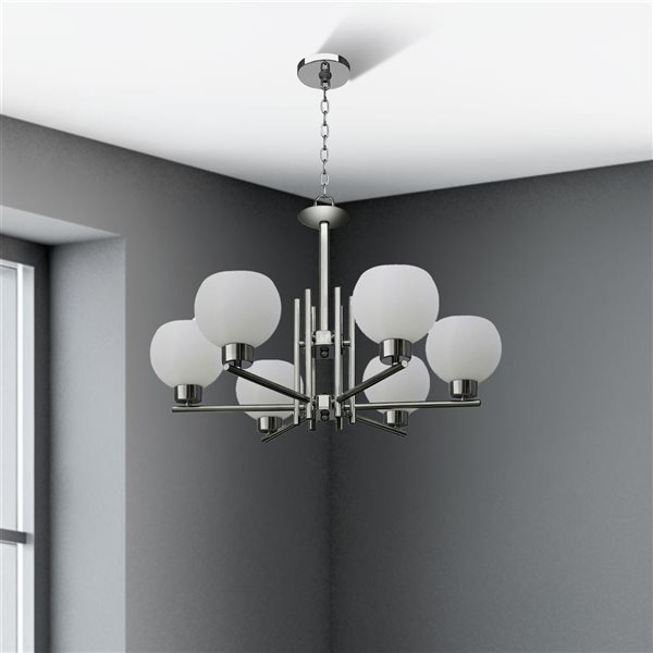 Lustre moderne à 6 lumières en chrome Whitfield Lighting Isla