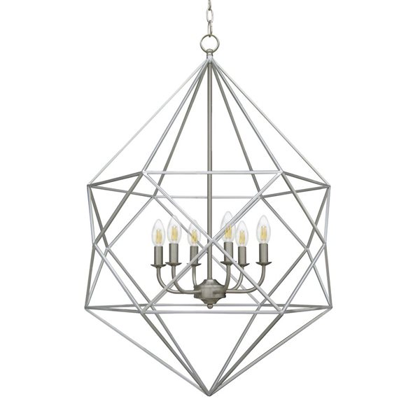 Lustre industriel à 6 lumières en argent/acier inoxydable Whitfield Lighting Lana