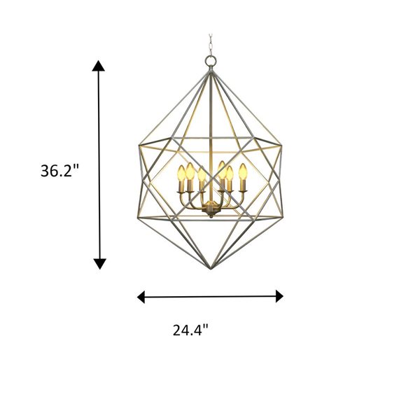 Lustre industriel à 6 lumières en argent/acier inoxydable Whitfield Lighting Lana