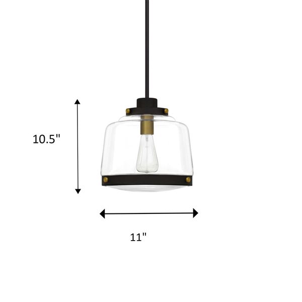 Luminaire suspendu miniature à DEL Rhonda bronze/or naturel traditionnel et verre rond transparent Whitfield Lighting