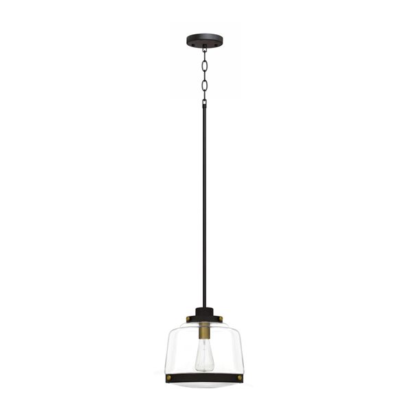 Luminaire suspendu miniature à DEL Rhonda bronze/or naturel traditionnel et verre rond transparent Whitfield Lighting