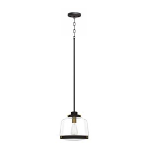 Luminaire suspendu miniature à DEL Rhonda bronze/or naturel traditionnel et verre rond transparent Whitfield Lighting