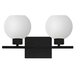 Whitfield Lighting Stuart 2-Light Black Modern/Contemporary Vanity Light