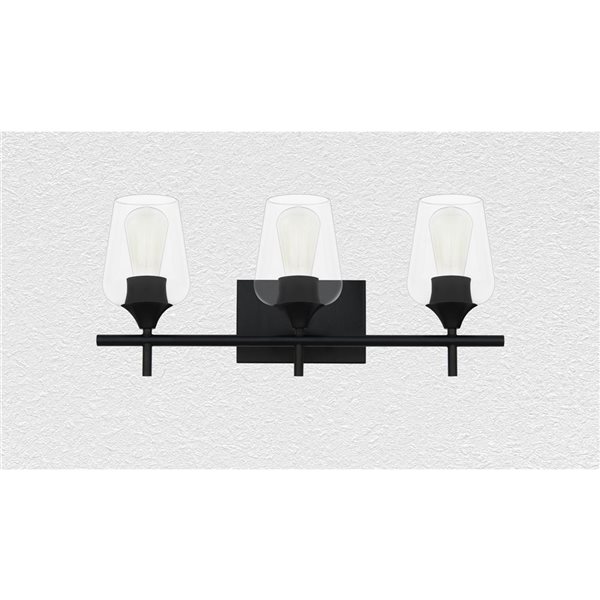 Luminaire de meuble-lavabo noir contemporain Fauna à 3 lumières Whitfield Lighting