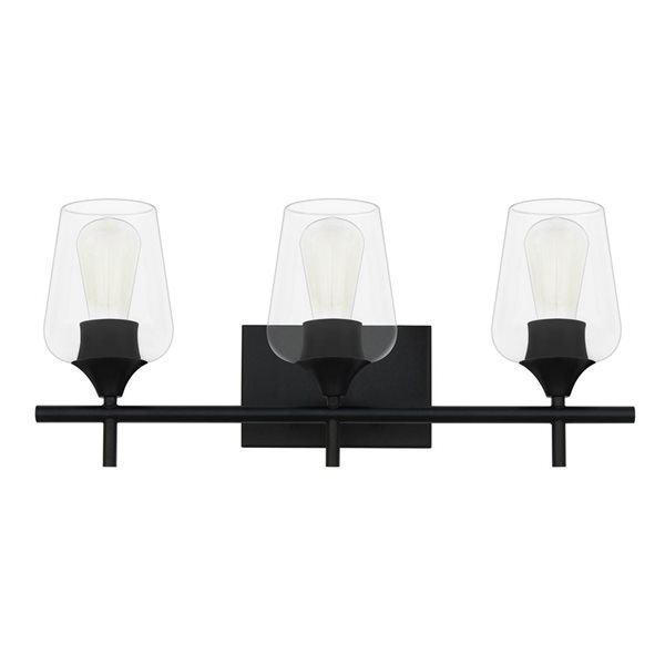 Luminaire de meuble-lavabo noir contemporain Fauna à 3 lumières Whitfield Lighting