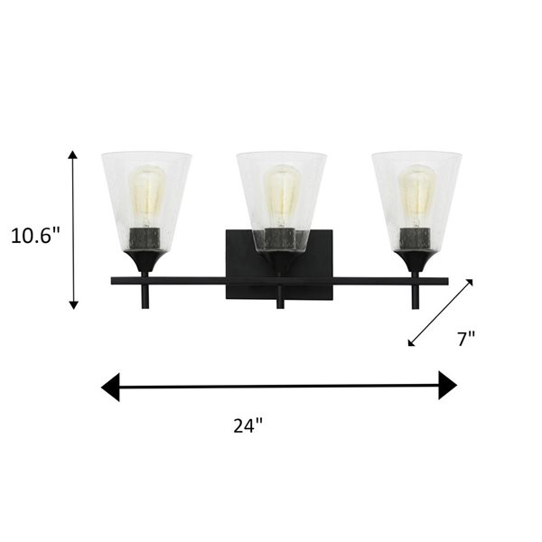 Whitfield Lighting Troy 3-Light Black Transitional Vanity Light