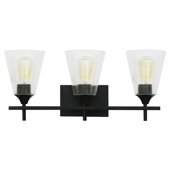 Luminaire de meuble-lavabo noir contemporain Troy à 3 lumières Whitfield Lighting