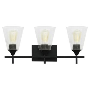 Luminaire de meuble-lavabo noir contemporain Troy à 3 lumières Whitfield Lighting