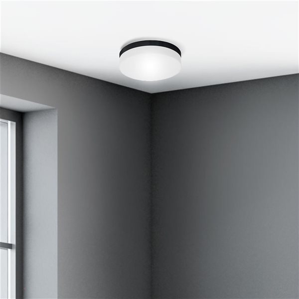 Whitfield Lighting Felix 3.8-In Black Contemporary/Modern LED Flush Mount Light