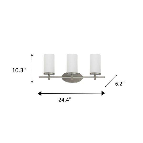 Whitfield Lighting Steel 3-Light Steel Modern/Contemporary Vanity Light