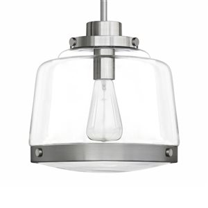 Luminaire suspendu miniature à DEL Rhonda en acier traditionnel et abat-jour en verre transparent Whitfield Lighting