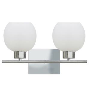 Éclairage de meuble-lavabo moderne/contemporain Stuart à 2 lumières en chrome Whitfield Lighting