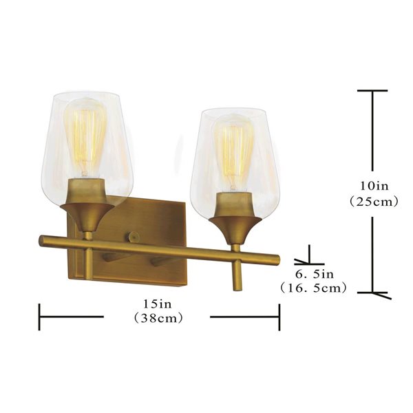 Whitfield Lighting Fauna 2-Light Gold Transitional Vanity Light