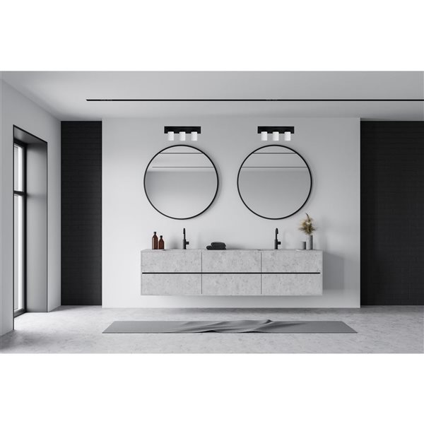 Luminaire de meuble-lavabo contemporain Damara noir à 3 lumière Whitfield Lighting