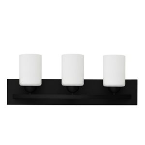 Whitfield Lighting Damara 3-Light Black Transitional Vanity Light with Frosted Glass