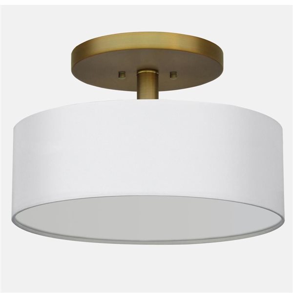 Whitfield Lighting 3-Light White Drum Shade Gold Semi Flush Light