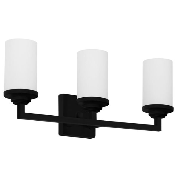 Luminaire de meuble-lavabo contemporain Armella noir à 3 lumières de Whitfield Lighting