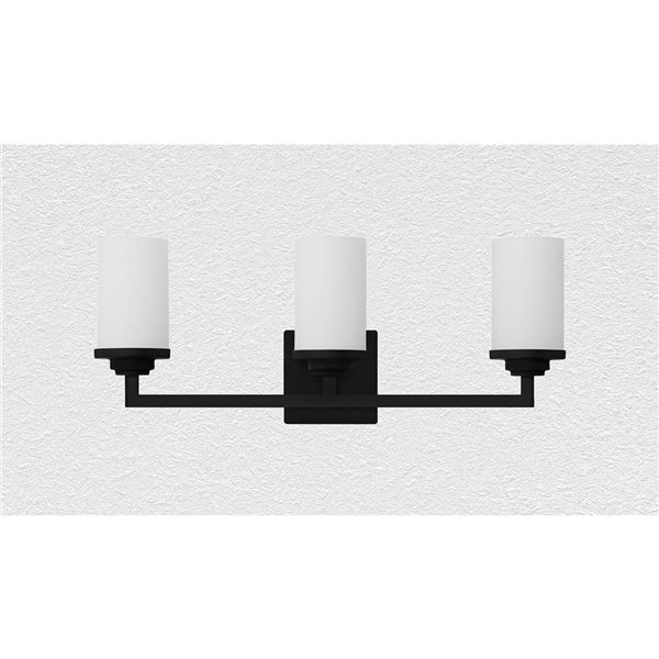 Luminaire de meuble-lavabo contemporain Armella noir à 3 lumières de Whitfield Lighting