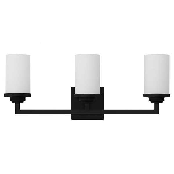 Luminaire de meuble-lavabo contemporain Armella noir à 3 lumières de Whitfield Lighting