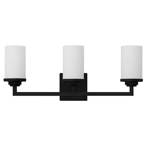 Luminaire de meuble-lavabo contemporain Armella noir à 3 lumières de Whitfield Lighting