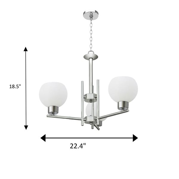 Lustre chromé moderne/contemporain à 3 lumières Isla de Whitfield Lighting