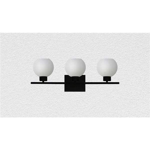 Whitfield Lighting Stuart 3-Light Black Modern/Contemporary Vanity Light
