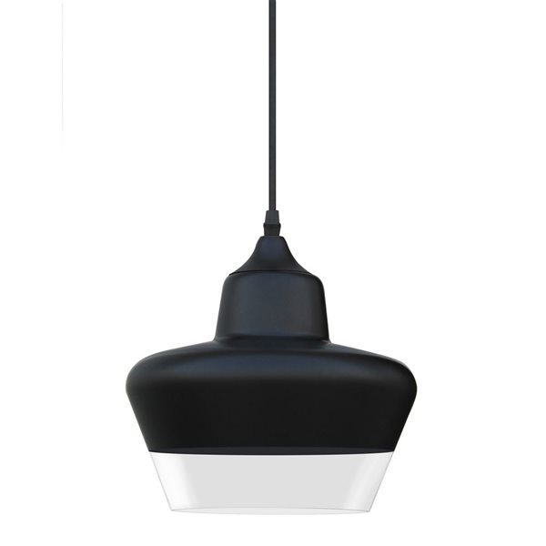 Whitfield Lighting Kinto Black Industrial Clear Glass Cone LED Mini Pendant Light