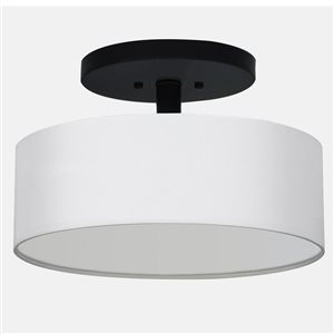 Whitfield Lighting 3-Light White Drum Shade Black Semi Flush Light