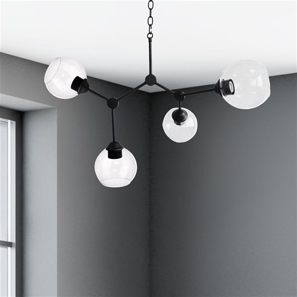 Lustre moderne/contemporain à 4 lumières Jane noir de Whitfield Lighting