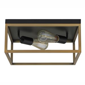 Whitfield Lighting Tracey 6-in Black/Natural Gold Contemporary/Modern LED Flush Mount Light