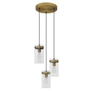 Whitfield Lighting Coraline Natural Gold Modern/Contemporary Clear Glass Cylinder LED Medium Pendant Light