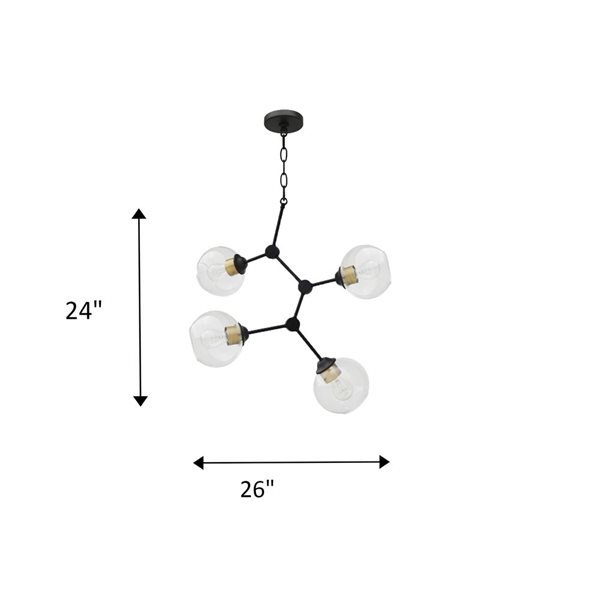 Lustre moderne/contemporain à 4 lumières Jane noir/or naturel de Whitfield Lighting