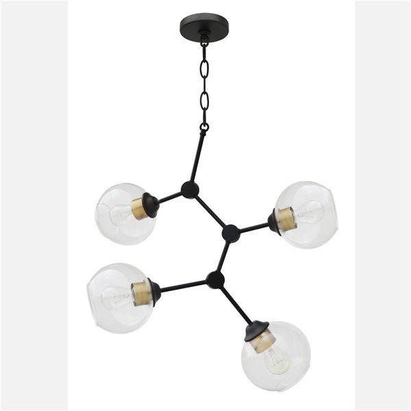 Lustre moderne/contemporain à 4 lumières Jane noir/or naturel de Whitfield Lighting