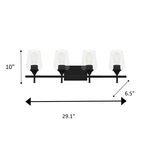 Whitfield Lighting Fauna 4-Light Black Transitional Vanity Light