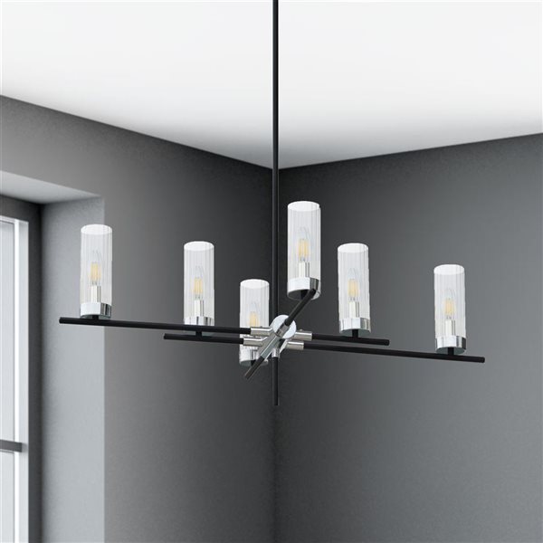 Whitfield Lighting Margaret 6-Light Black and Chrome Modern/Contemporary Chandelier