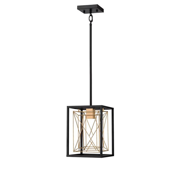 Whitfield Lighting Aaron Black/Natural Gold Industrial Square LED Mini Pendant Light