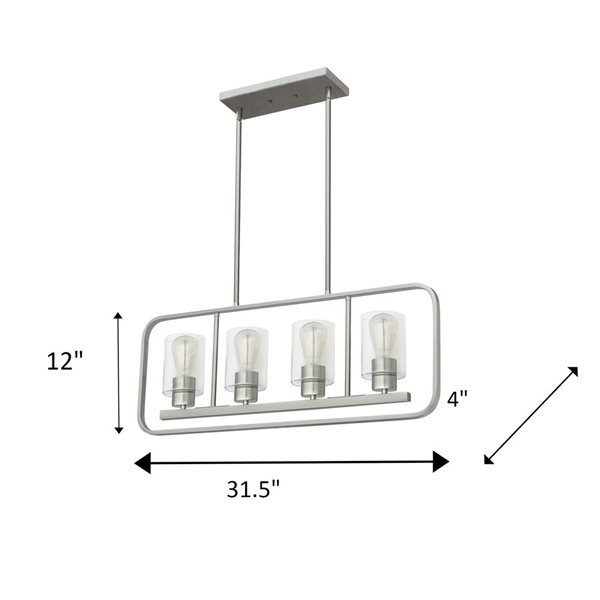 Lustre industriel en acier inoxydable Roselee à 4 lumières Whitfield Lighting