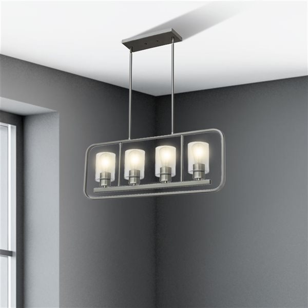 Lustre industriel en acier inoxydable Roselee à 4 lumières Whitfield Lighting