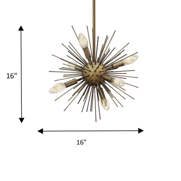 Lustre moderne/contemporain doré naturel Jennifer à 6 lumières Whitfield Lighting