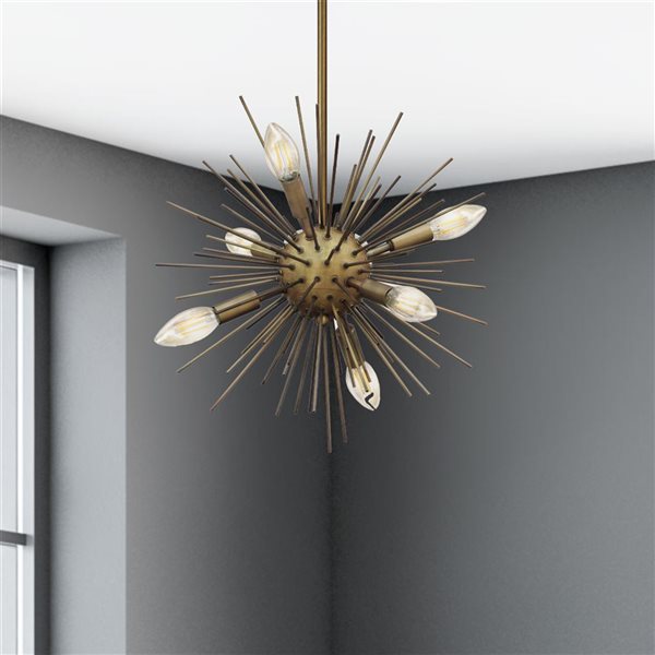 Lustre moderne/contemporain doré naturel Jennifer à 6 lumières Whitfield Lighting