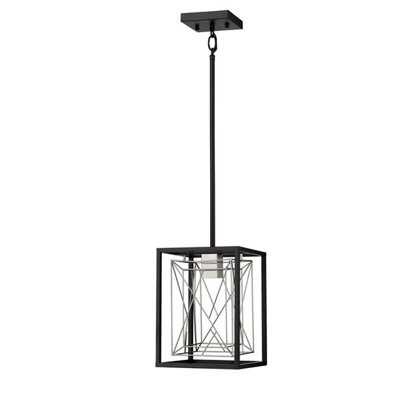 Whitfield Lighting Aaron Black/Steel Industrial Square LED Mini Pendant Light