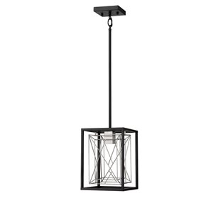 Whitfield Lighting Aaron Black/Steel Industrial Square LED Mini Pendant Light